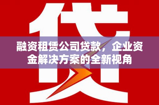 灌云融资租赁公司贷款，企业资金解决方案的全新视角