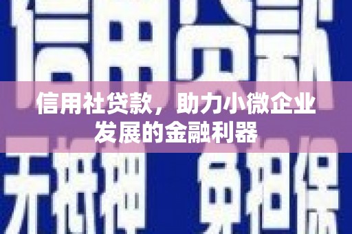 灌云信用社贷款，助力小微企业发展的金融利器